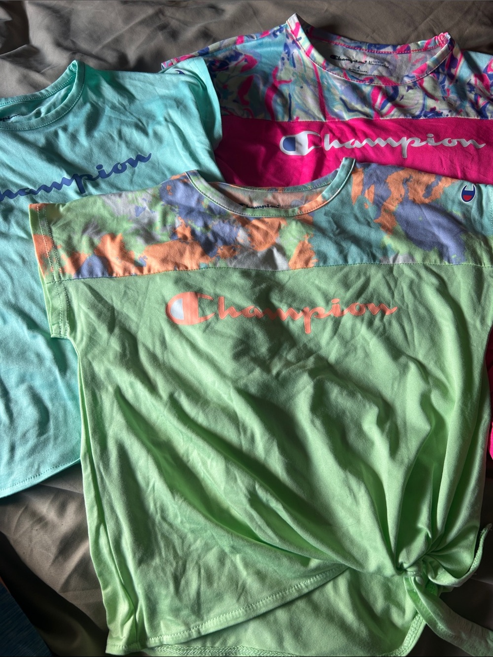 Champion Girls' Mint Green Pajama Top with Pastel Tie-Dye Accents